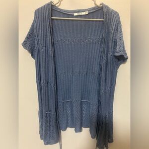 Blue Open-Front Cardigan 0020